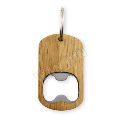 China Ecofriendly+Durable Manufacturer Wholesale Custom Laser Logo Wooden Key Ring Wood Beer Bottle Opener Key Chain for sale