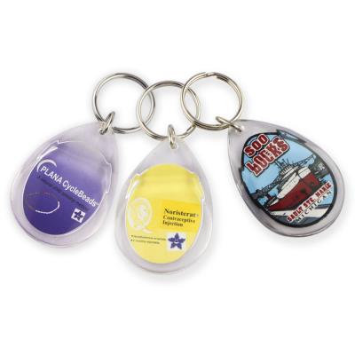 China Clear Drop Shape Key Chain Epoxy Custom Double Sides Exclusive Design Acrylic Key Chain With Metal Ring Custom for sale