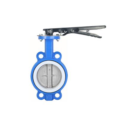 China General Type Hook Ptfe Seal Cast Iron Dn25 Corrosion Resistant Wafer Type Manual Valves for sale