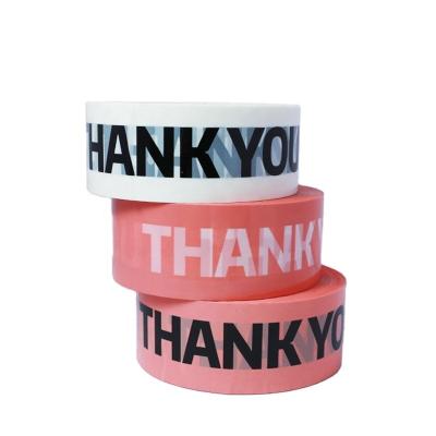 China Waterproof Hot Selling Background Heavy Duty White Pink Black THANK YOU Packing Tape Cartoon Printing Searling Box Tape for sale