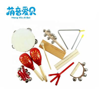 China Toy Best Sale Wooden Kids Educational Music Set 9 Type Orff Percussion Toddler Musical Instrument Sets for sale