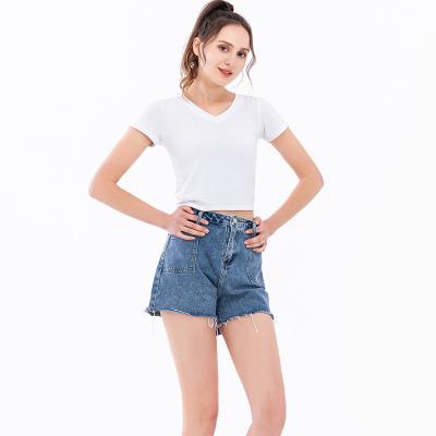 China High quality dropshipping sexy women plus size summer lady denim hot pants lattice shorts for sale