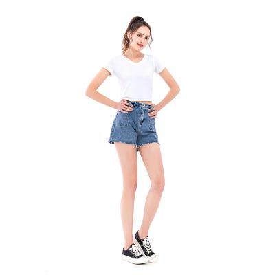 China Plus size summer fashion new wide leg pants women's hole jeans women's short jeans fringed high waist denim shorts for sale