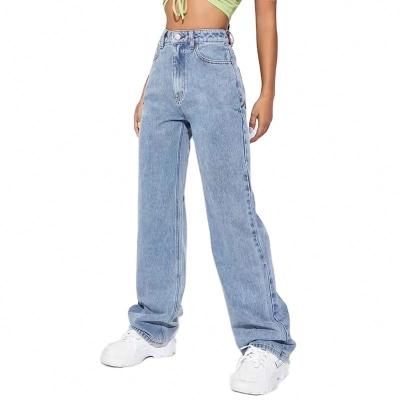 China Friend 2020 Vintage QUICK DRY Custom Pants Blue Black Wide Leg Ripped Distressed High Waist Pantalones Jeans Women Pants for sale