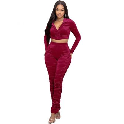 China 2021 New Arrival Women's Breathable Mesh Two-Piece Suit Ladies Zipper Top Drawstring Sexy Sexy Suit 2 Pieces Set Women for sale