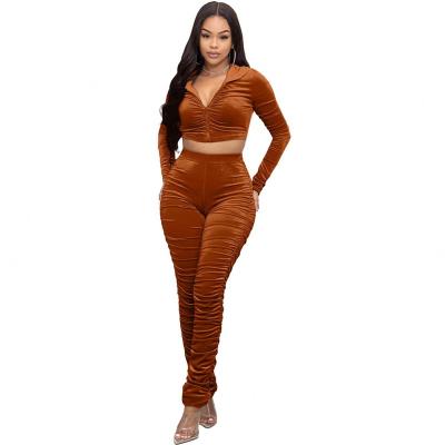 China Breathable Factory Price 2021 Slim Tie-Dye Shorts Printed Long Sleeve Women's Two-piece Off-Shoulder Suit for sale