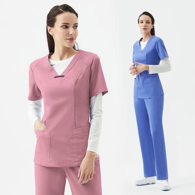 China Dustproof And Antistatic Hospital Customized Unisex Short Sleeve V-Neck Scrubs Uniforms In Hospital for sale