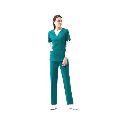 China 2021 fashionable stylish unisex new arrival pls waist women scrubs top with pants uniform scrubs sets for sale