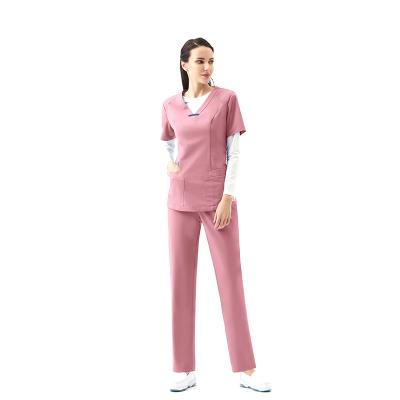 China Modern Hospital Sports Scrub Set For Women - Modern V-Neck Scrub Top & Yoga Jogger Scrub Pants for sale