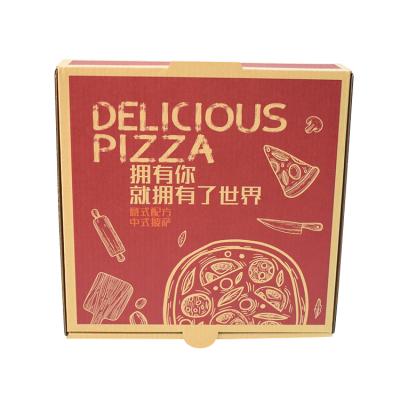 China Biodegradable custom design 3 layer 12 inch black yellow red pink corrugated paper mini pizza box for sale