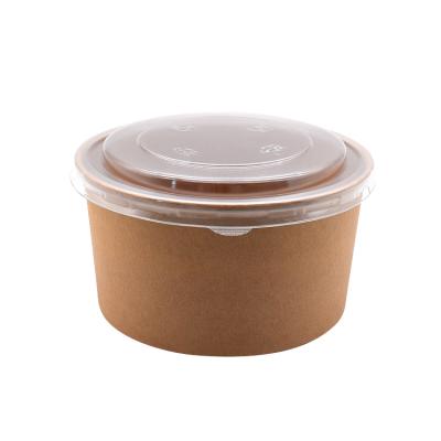 China Craft Paper Bowl Custom Printed Disposable Kraft Paper Disposable Brown Salad Bowl With Lid For Soup for sale