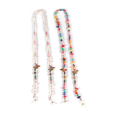 China Accessories Fashion Bohemian Glasses Chain Beach Wind Multi Color Rice Pearl Acrylic Glass Europe Chain Women Jewelry for sale