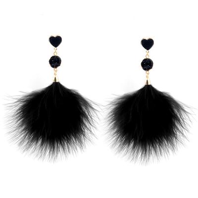 China Environmental Friendly Handmade Long Tassel Feather Dangle Drop Earrings For Women Jewelry for sale