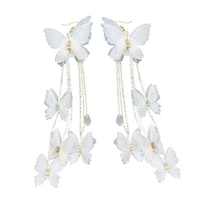 China Fashion Stunning Fairy Earrings Long Butterfly Lace Style Earrings Bohemian Environmental Friendly Hoop Earrings for sale