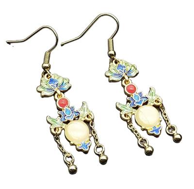 China 2021 Bohemian News Retro Environmentally Friendly Temperament Ethnic Earrings Long Tassel Cloisonne Earrings for sale