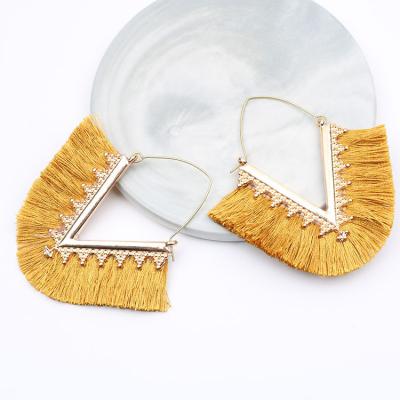 China Bohemia Tassel Circle Earrings Women Vintage Triangle Charm Environmentally Friendly Earrings for sale