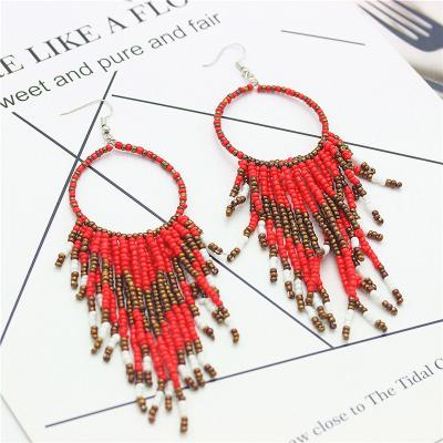 China Eco-Friendly Custom Style Women Earrings Bohemian Style Seed Bead Tassel Earrings for sale