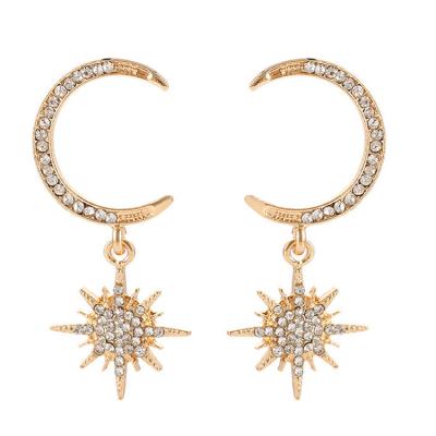 China Big Sun Moon Environmental Friendly Luxury Stars Drop Earrings Women Jewelry Boho Vintage Gold Statement Earrings for sale