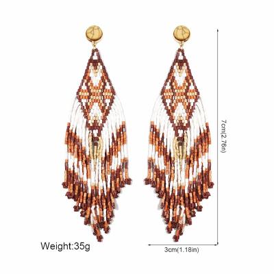 China Environmental Friendly Multicolor Beads Statement Dangle Earrings Jewelry Bohemian Handmade Beaded Tassel Long Earrings For Women for sale