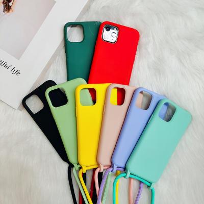 China Soft Candy Liquid Silicone Case with Lanyard for iphone 11 xr max 11 plus max pro 11 pro xs 7 8 6 for iphone models for sale