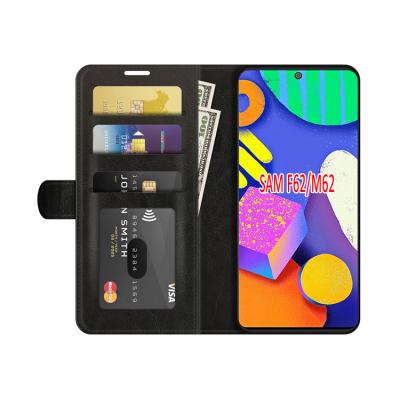 China Shockproof Crazy Horse Leather Flip Wallet Case For Samsung Galaxy F62 Card Slot Cover For Samsung Galaxy M62 for sale