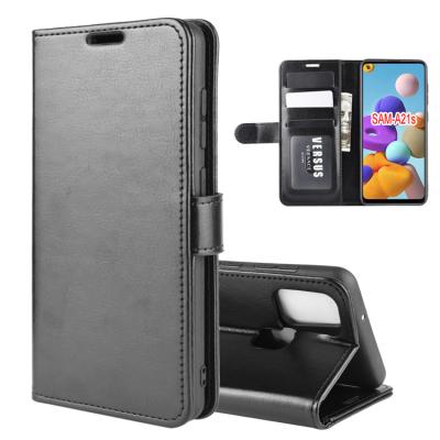 China PU+TPU Crazy Horse Mobile Cell Phone Case For Samsung Galaxy A21s Leather Flip Wallet Case for sale