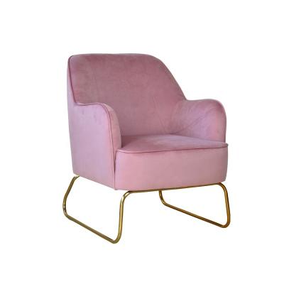 China Other Modern Simple Pink Legs Sofa Chair Seat Gold Stainless Steel Velvet Fabric European Living Room Furniture X-5101 for sale