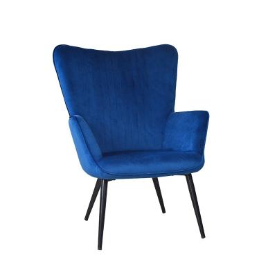 China Modern Simple Blue Fabric Extended Sofa Painting Stainless Steel Legs Sofa Chair Seat Velvet Sillas European Living Room Furniture X-5102 for sale