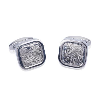 China Wholesale Hard Stainless Steel Cufflinks Mens Customized Meteorite Cufflink for sale