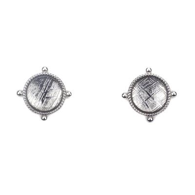 China Hard Round Stud Meteorite 925 Silver Ear-stud Genuine Ear Studs For Women for sale