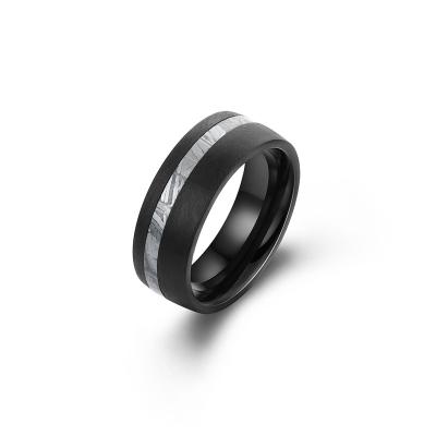 China Hard Handmade Mixed Brushed Black Meteorite Inlay Men's Rings Ring Jewelry With 2mm Cubic Zirconia Muonionalusta for sale