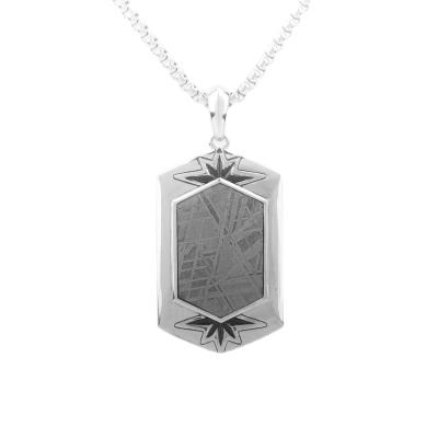 China Meteorite Hard Dangling Real Stone Charms Stainless Steel Pendant Necklace for sale