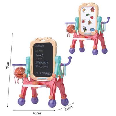 China Two Sides Drawibg 2 in 1 Plastic Drawing Easel with Sports Toys Two Sides Magnetic Drawing Sets for sale