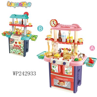 China Preshool Toys 61pcs Super Modern Kitchen Table Pop And Throw Light Plastic Kitchen Toy Set For Kid for sale