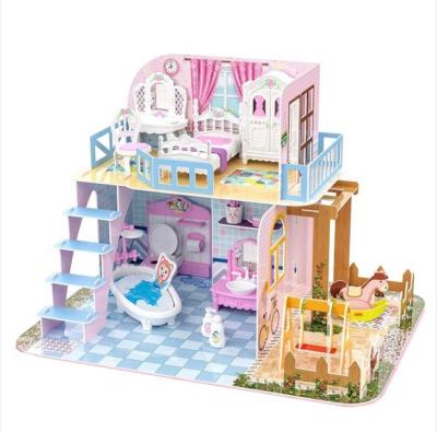 China Two Floors Construction Pretend 3d Bedroom Assemble Luxury Plastic Dollhouse For Girls for sale