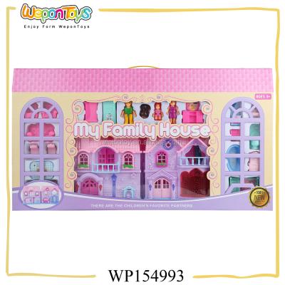 China Girls gift luxury kids toy furniture indoor play set with noise and music doll plastic diy house for girls for sale