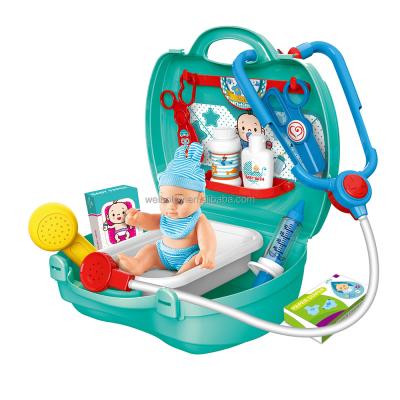 China 17pcs Baby Care Baby Care Doctor Game Set Educational Kids Playing Doctor Stories With Sound for sale