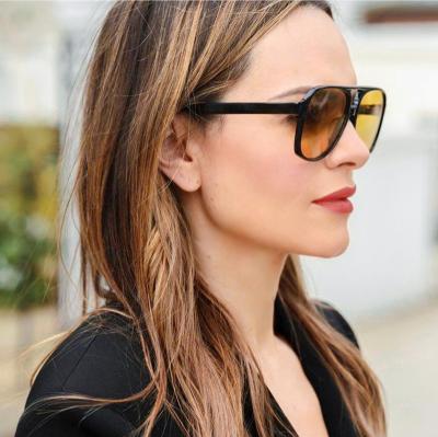 China Fashion Sunglasses 2021 Trendy Sunglasses Women's Double Bridge Sun Glasses UV400 Luxury PC Frame for sale