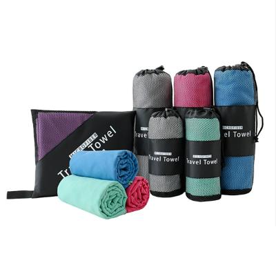 China Digital Printed Travel Fitness Kid Safe Quick Dry Sweat Gym Sports Microfiber Cooling Towel With Mesh Bag for sale