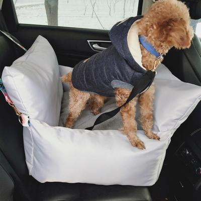 China Viable Dog Car Seat Pet Booster Pet Travel Safety Car Seat Dog Bed For Car With Storage Pocket Metal Leash Pet Carrier Bag for sale