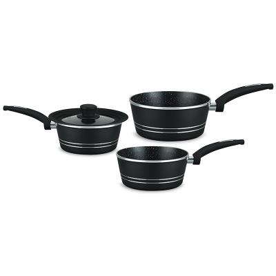 China 4pcs Sustainable Sauce Pan Set Ceramic Coating Aluminum Non Stick Serving Sauce Pan Set for sale