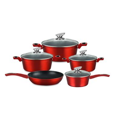 China Hote Sale 9pcs Cute Sustainable Ceramic Nonstick Aluminum Traveler Cooking Pots for sale