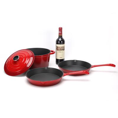 China New Sustainable Die-Cast Cookware 3pcs Non-Stick Casserole Cookware Set for sale