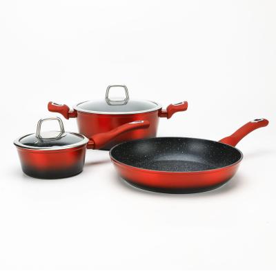 China Prestige Sustainable Induction Forged Granite Stone Non-Stick Aluminum Granite Cookware Sets for sale