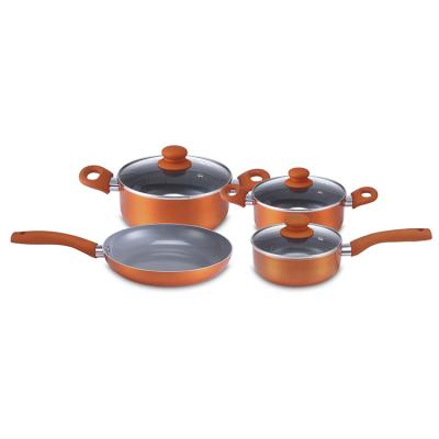 Κίνα Non Stick 7pcs Sustainable Cookware Set Wonderchef Aluminum Luxurious Nonstick Cookware Set With Tempered Glass προς πώληση