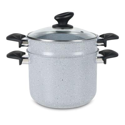 China Customized Viable Non Stick Couscoussier Marble Coated Couscous Pot for sale