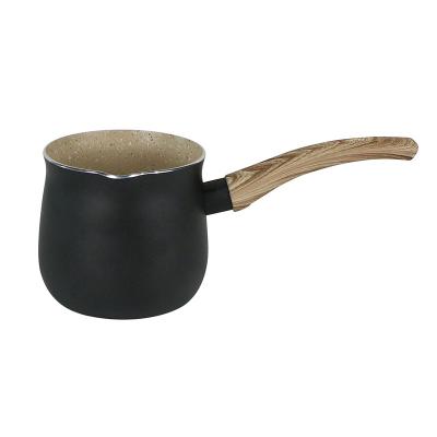 China Hote Sale Sustainable Arabic Camp Tea Coffee Ceramic Aluminum Pot With Wooden Handle for sale