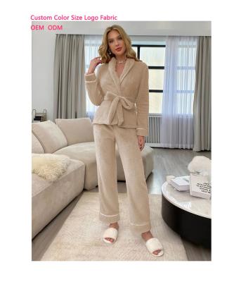 China Winter QUICK DRY Women's Wholesale OEM ODM Luxury Sleepwear Sweater 2 Piece Set Plush Tops Pants Outdoor Designer Workout Sublimation Pajamas for sale