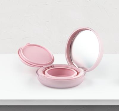 China Recycled Materials Clear Empty Cosmetic Case Square Pink Plated Powder Compact Case With Mirror for sale