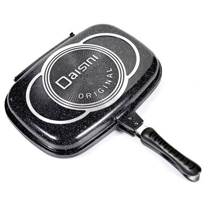 China Minimalist Cheaper Aluminum Die Cast Non-Stick Double Side Grill Pan Square Pan Frying Pan for sale